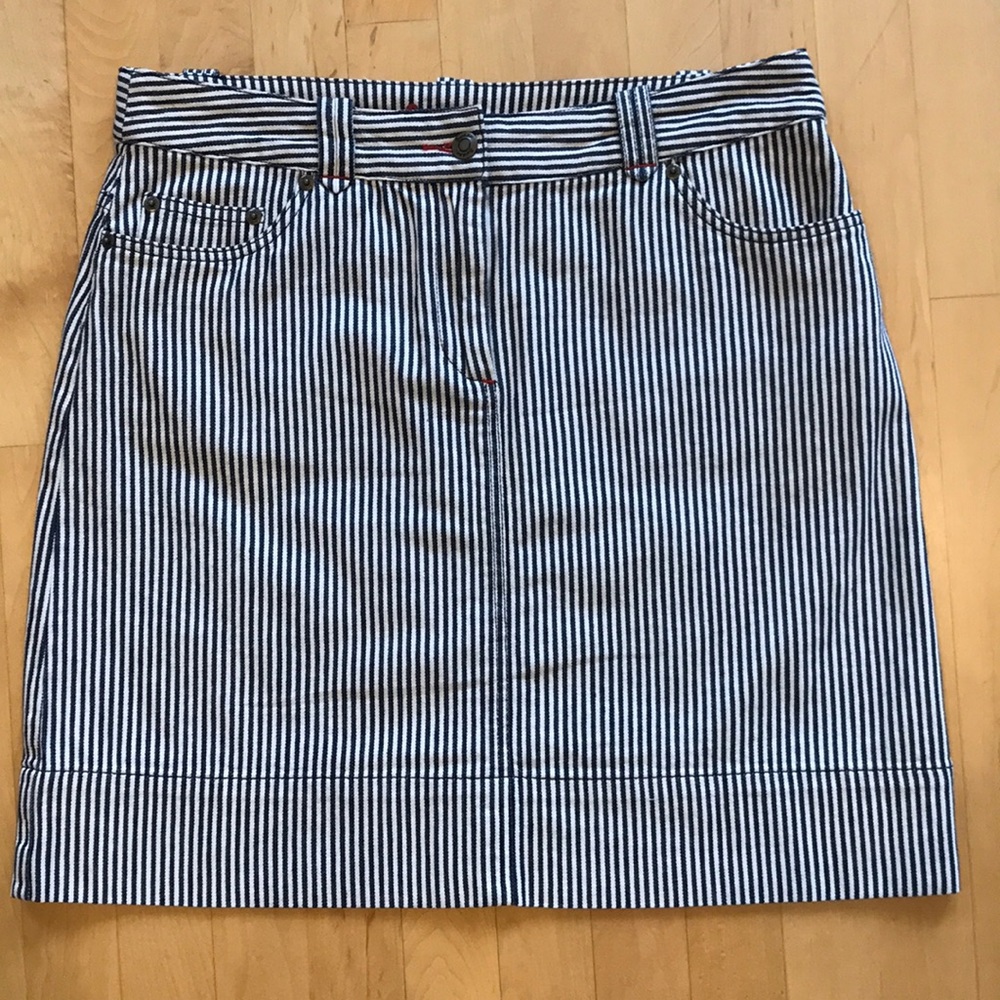 Boden Striped Denim Skirt